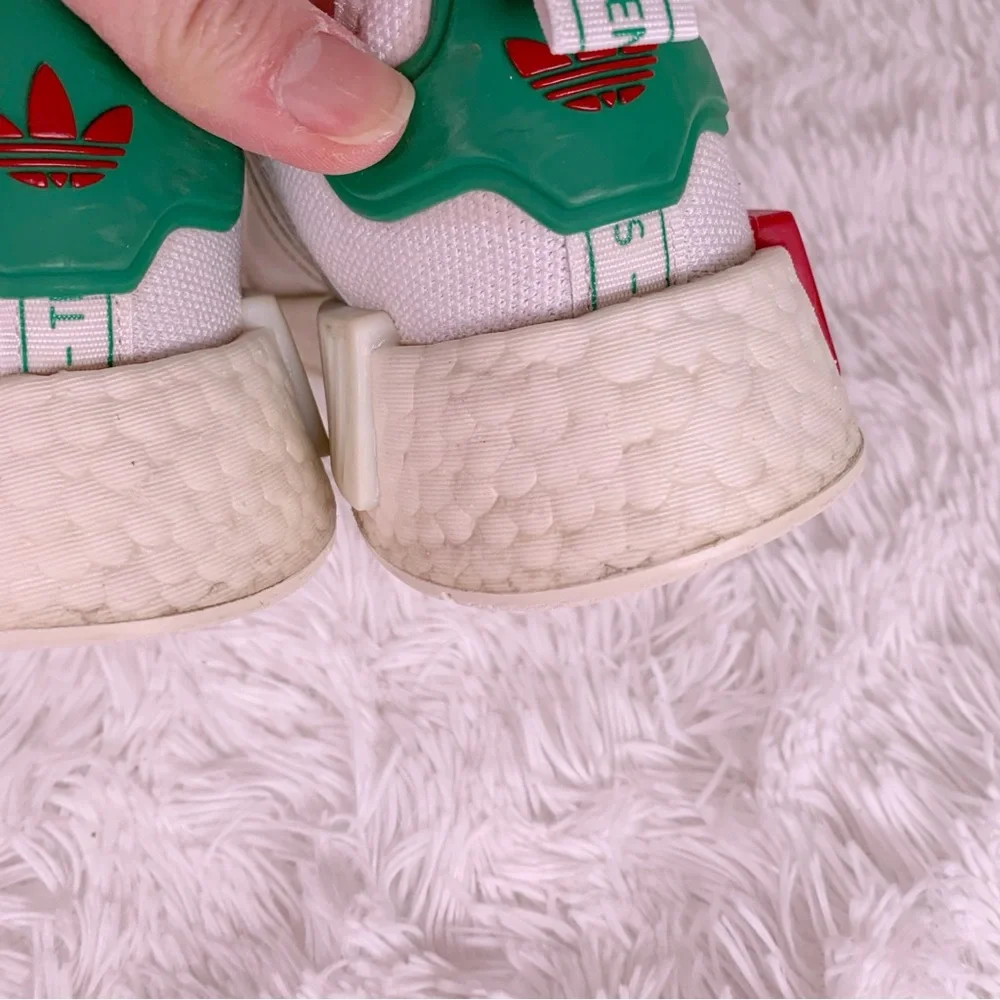 Adidas Kids White,‎ Red, and Green nmd Sneakers